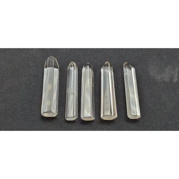 Clear Quartz Hexagonal Crystal Points Healing Crafting Decoration Set 5 - Picture 5 of 5